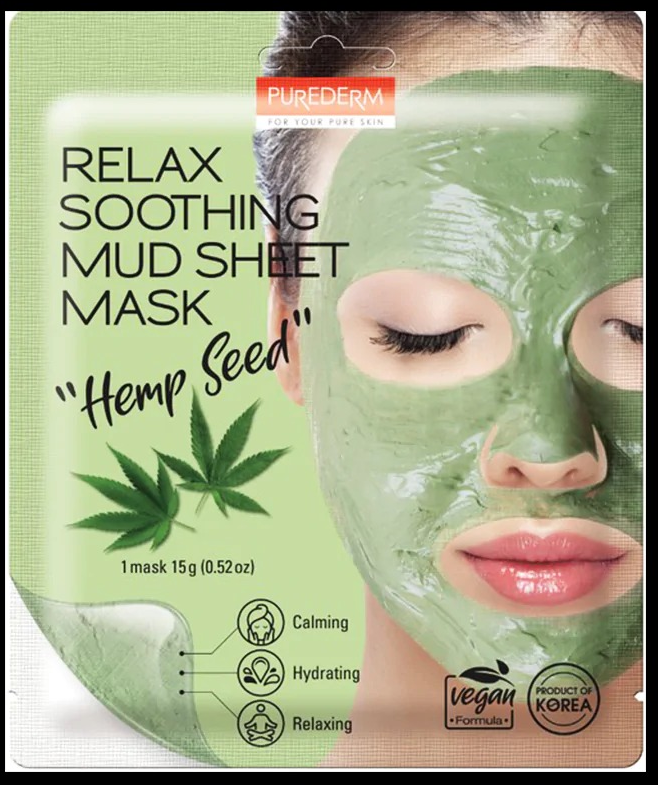 Purederm Relax Soothing Mud Sheet Mask "Hemp Seed"