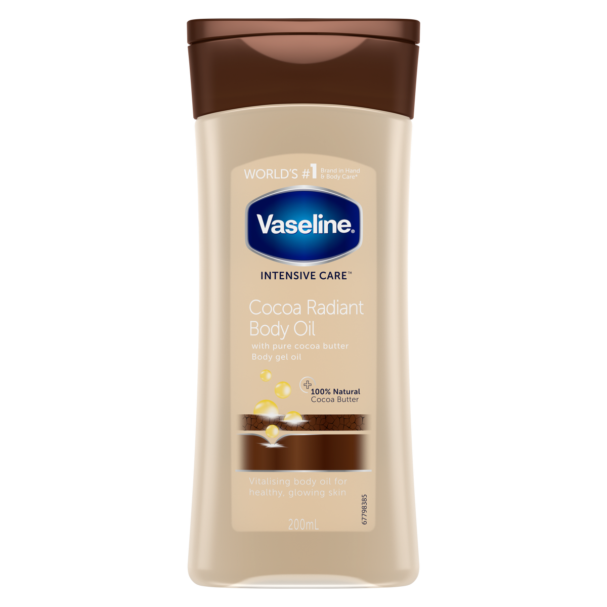 VASELINE-BODY OIL-200ml-US-W-COCOA RADIANT +100% PURE COCOA BUTTER