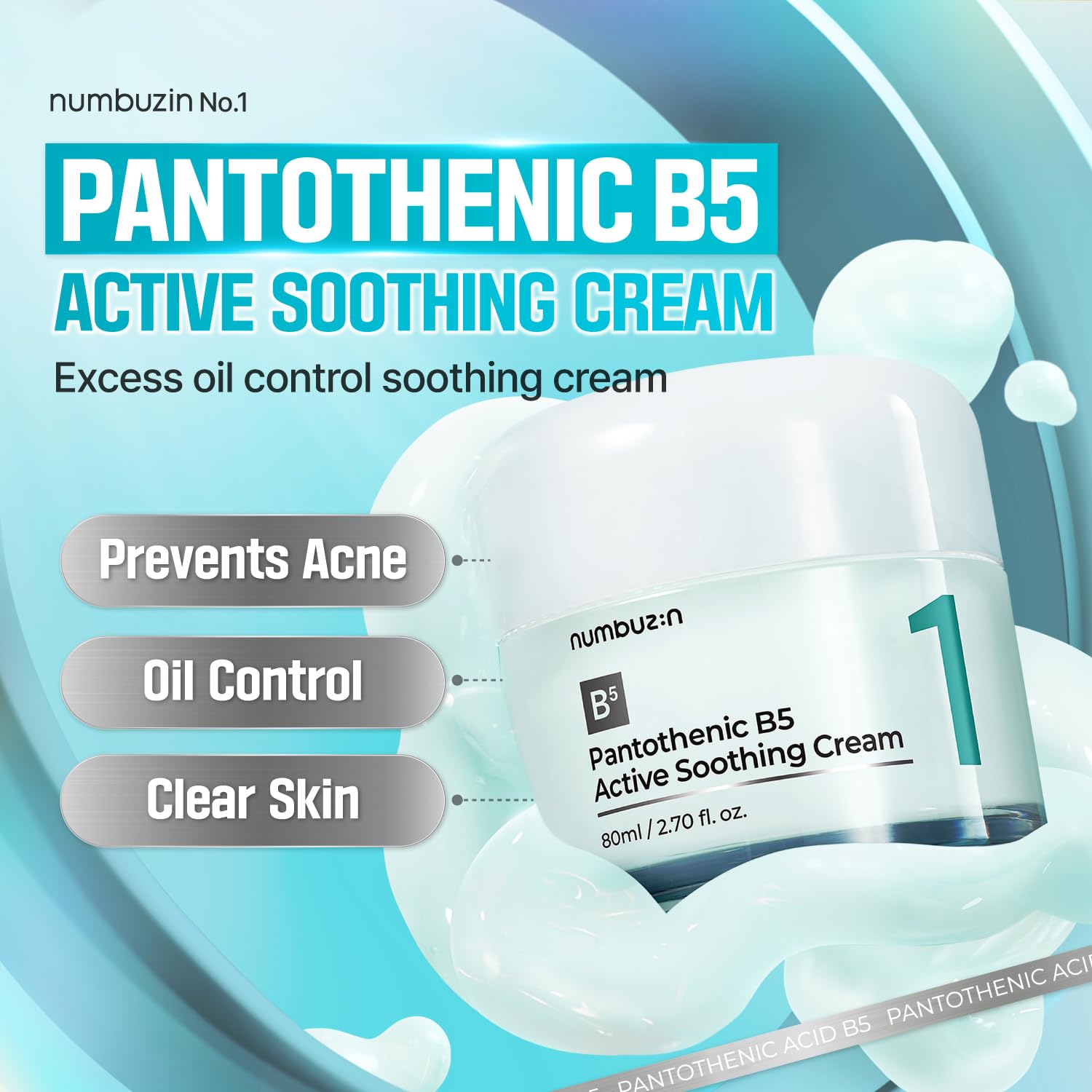 numbuzin No.1 Pantothenic B5 Active Soothing Cream 80ml - Product Detail / Benefits