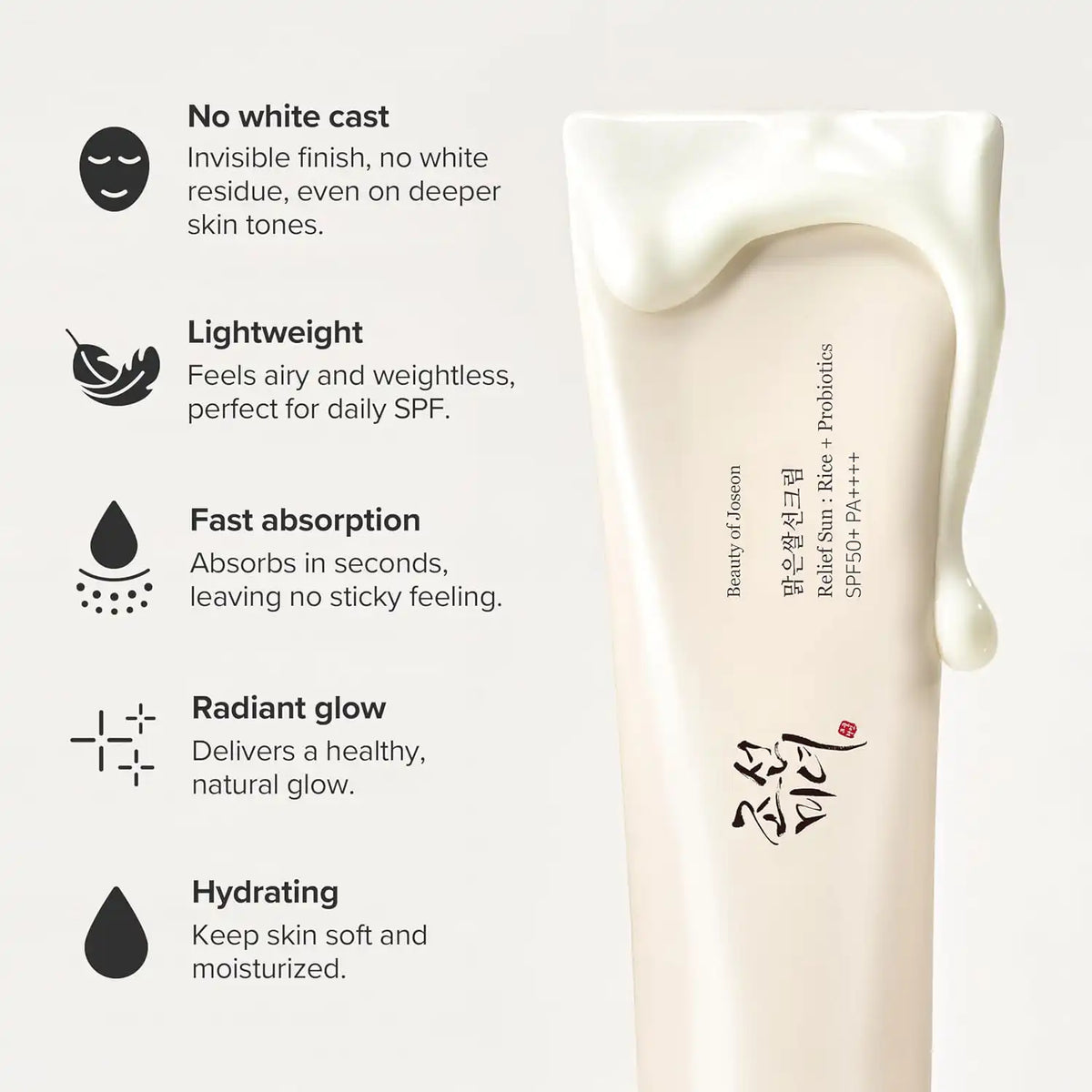 بيوتي أوف جوسون ريليف صن: رايس + بروبيوتيكس (واقي شمس) بعامل حماية +SPF50 و ++++PA (50 مل)
