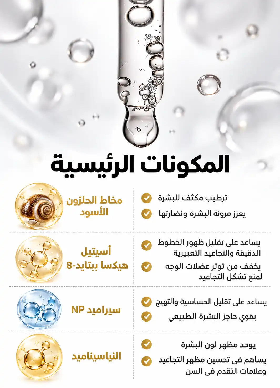 سيروم فارم ستاي بلاك سنيل آند ببتيد 9 بيرفكت للوجه والرقبة مع رأس دوار